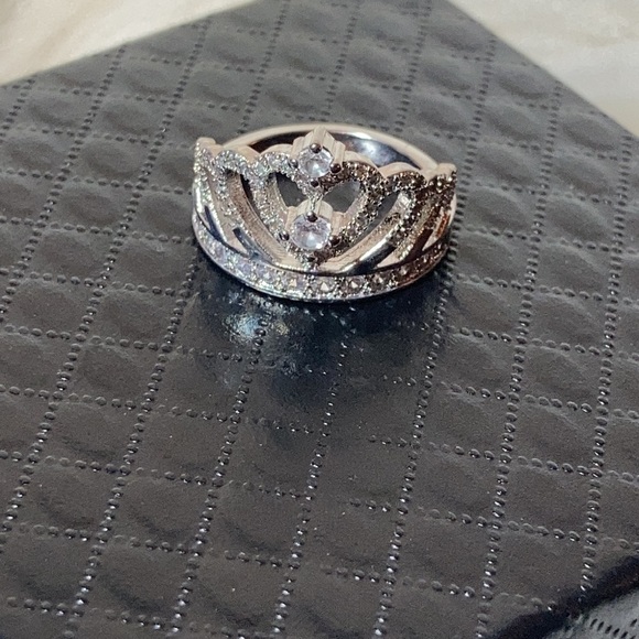 925 STERLING SILVER PRINCESS CUBIC ZIRCON RING - Picture 2 of 3
